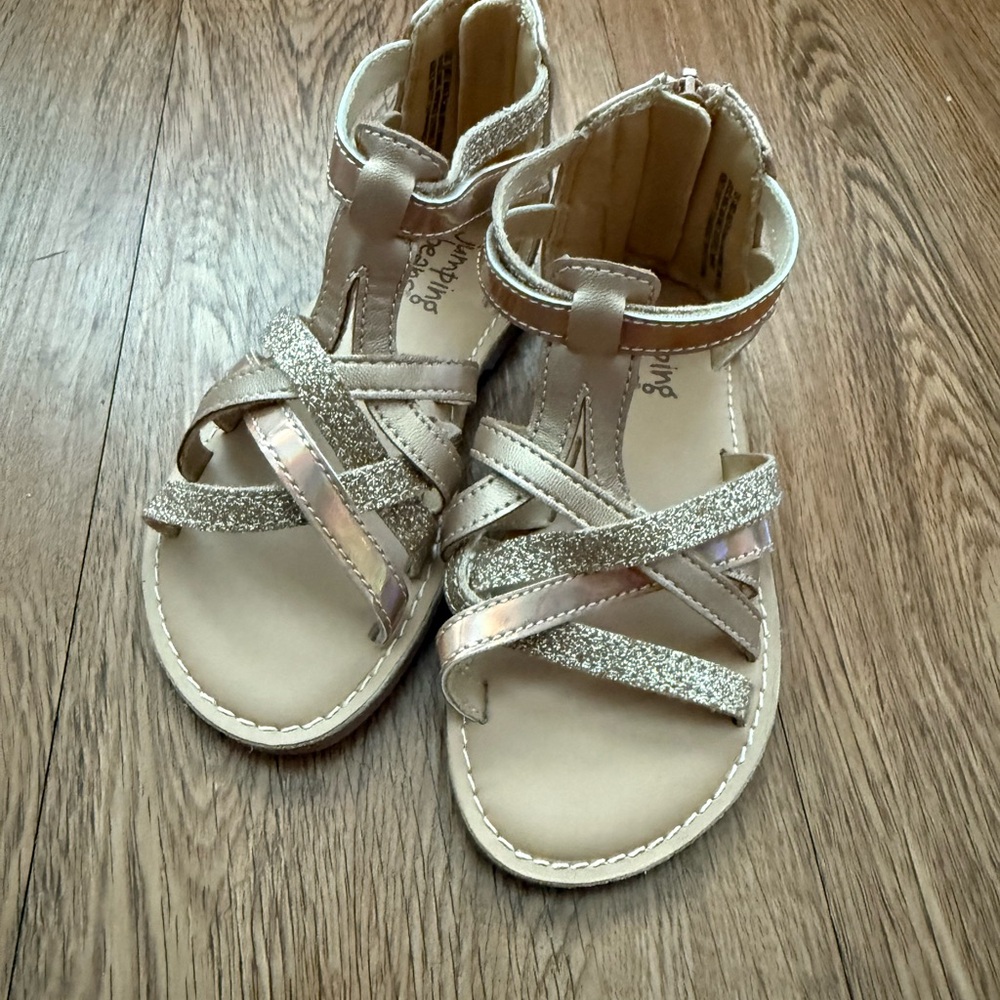 Jumping Beans Glittery Beige Kids Sandals